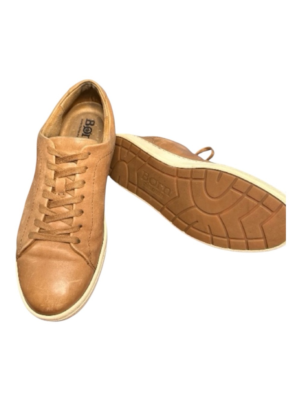 Tan Leather Comfort Lace‑Up Sneakers Born Allegheny Casual Everyday Shoe 9.5